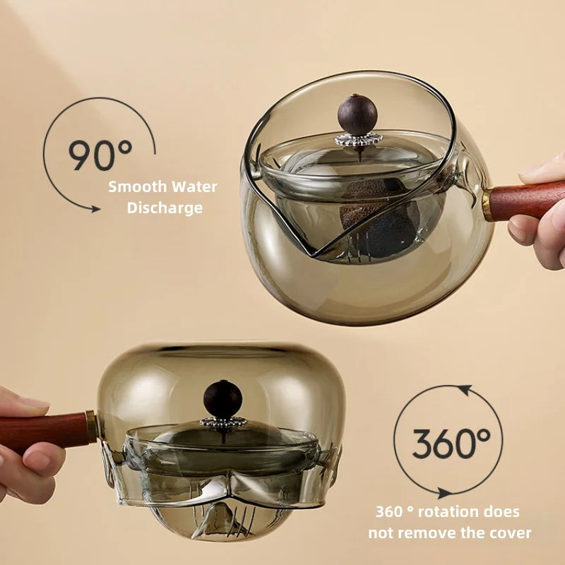 Lunora Living – InfuRota Glass Teapot with Rotating Infuser (1L)